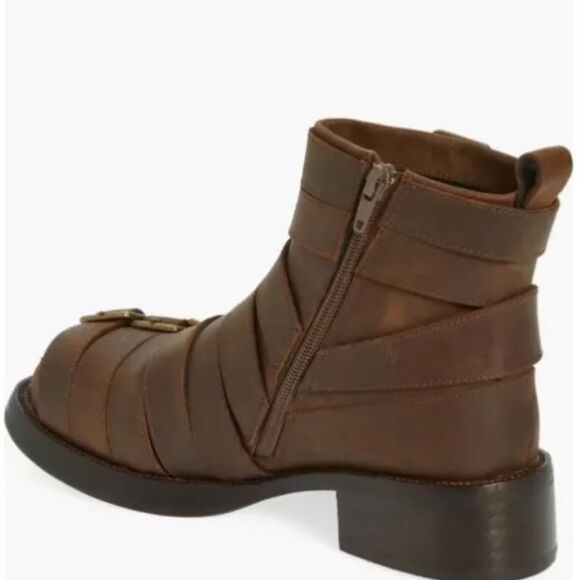 Jeffrey Campbell NWT Belted Up Biker Inspired Leather Boot in Brown 8.5 $350 - Picture 7 of 7